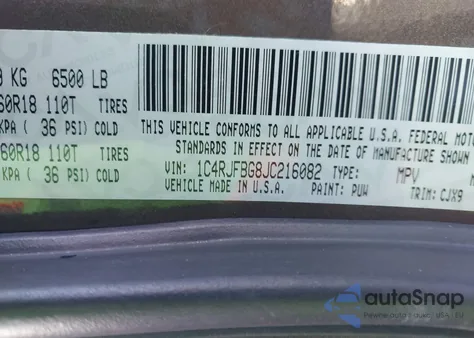 2018 Jeep Grand Cherokee Limited 4X4 z USA, uszkodzony, nr VIN 1C4RJFBG8JC216082